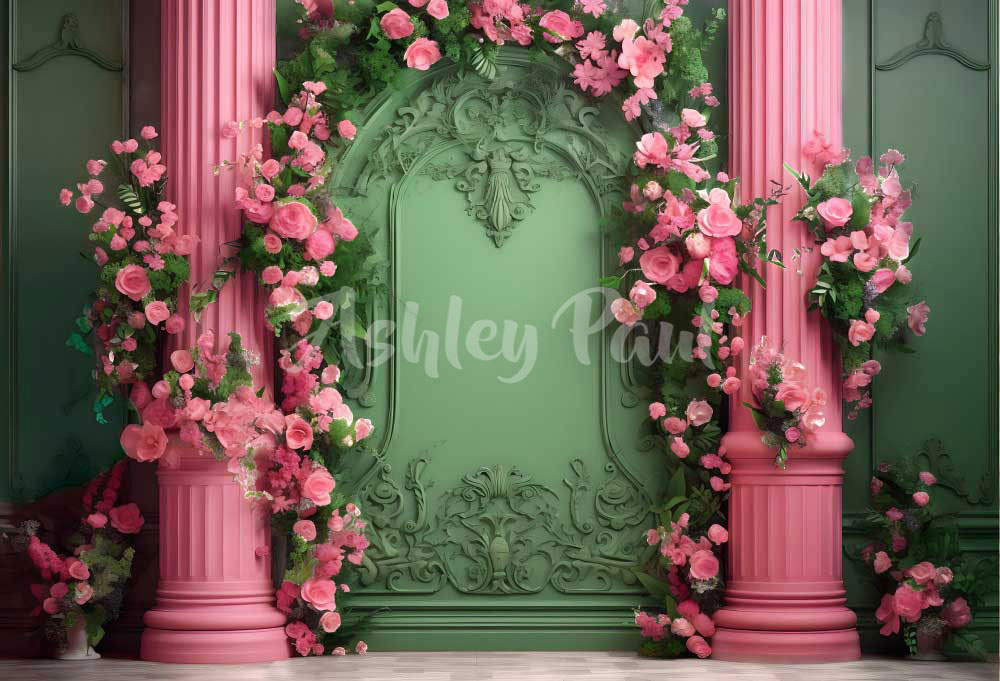 Kate Fashion Doll House Wall Floral Backdrop Designed by Ashley Paul