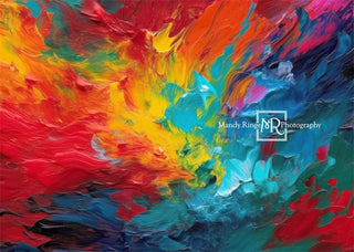 Kate Abstract Rainbow Paint Printed Portrait Headshot Backdrop Designed by Mandy Ringe Photography