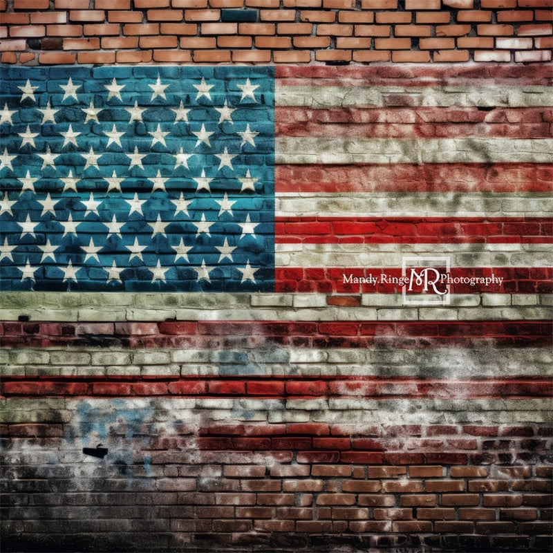 Kate American Flag Graffiti on Brick Wall Independence Day Backdrop Designed by Mandy Ringe Photography