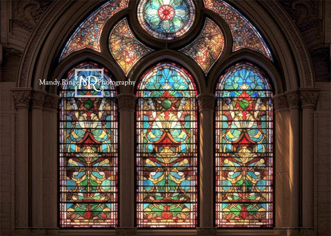 Kate Gothic Stained Glass Window with Cross Backdrop Designed by Mandy  Ringe Photography