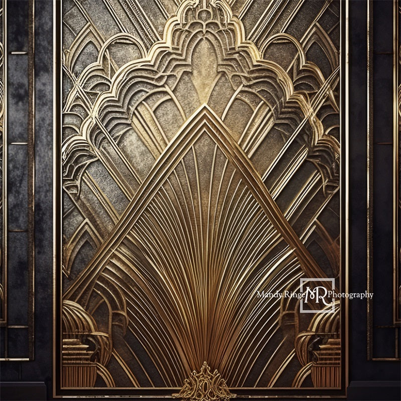 Kate Black and Gold Art Deco Gatsby Door Backdrop Designed by Mandy Ringe Photography