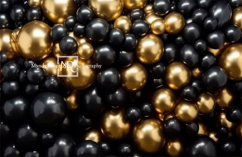 Kate Black and Gold Balloon Wall Birthday Backdrop Designed by Mandy Ringe Photography