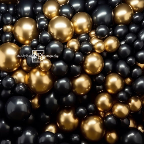 Kate Black and Gold Balloon Wall Birthday Backdrop Designed by Mandy R