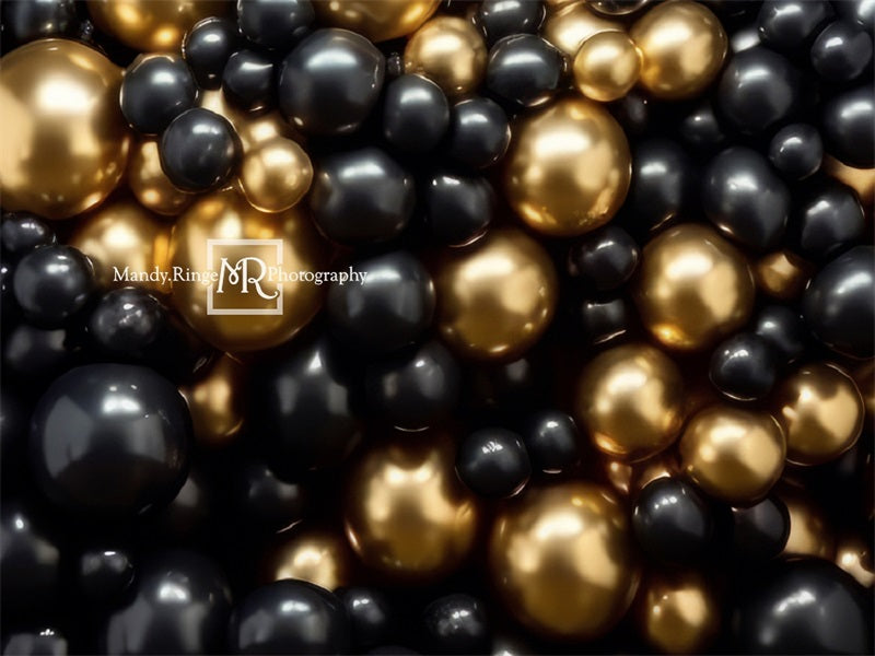 Kate Black and Gold Balloon Wall Birthday Backdrop Designed by Mandy Ringe Photography