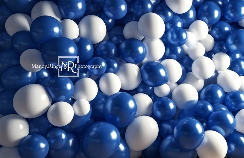 Kate Blue and White Balloon Wall Birthday Backdrop Designed by Mandy Ringe Photography