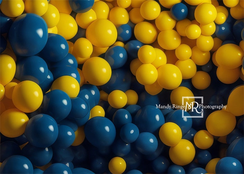 Kate Blue and Yellow Balloon Wall Birthday Backdrop Designed by Mandy Ringe Photography