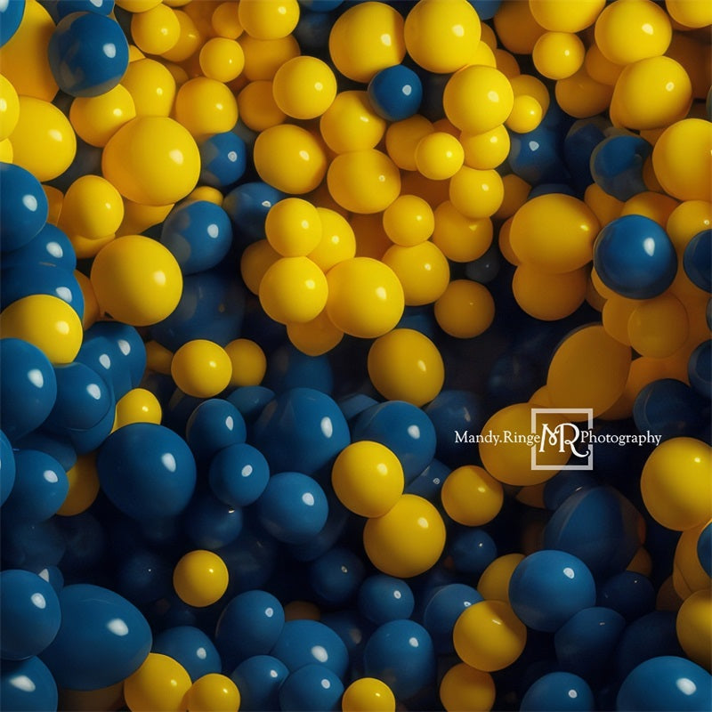 Kate Blue and Yellow Balloon Wall Birthday Backdrop Designed by Mandy Ringe Photography