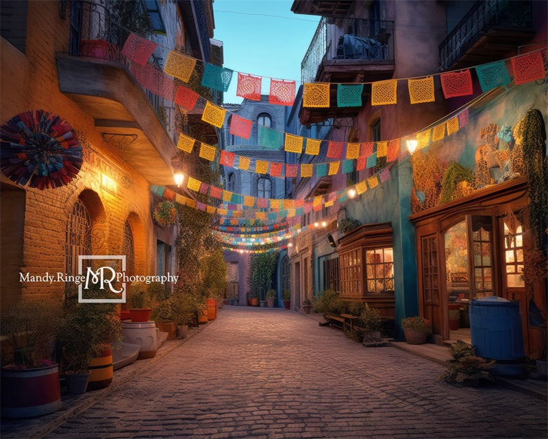 Kate Cinco De Mayo Fiesta Decorated Street Backdrop Designed by Mandy Ringe Photography