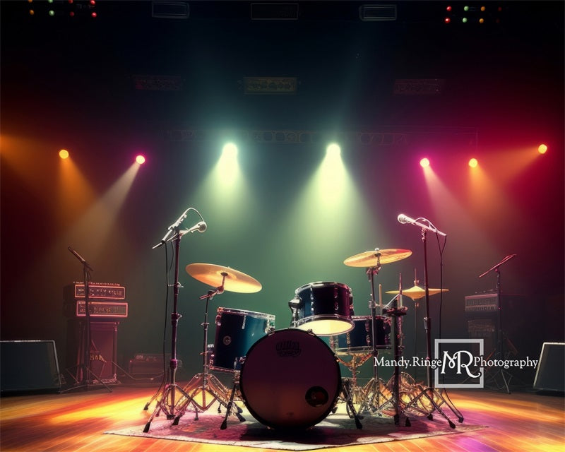 Kate Colorful Rock Stage Drum Set Backdrop Designed by Mandy Ringe Photography