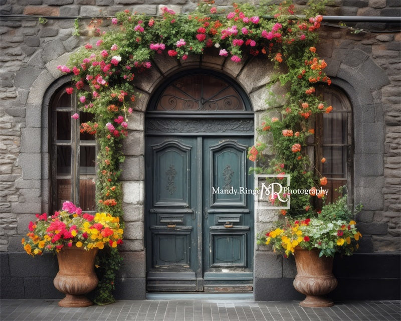 Kate Colorful Summer Flowers with Ornate Door Backdrop Designed by Mandy Ringe Photography