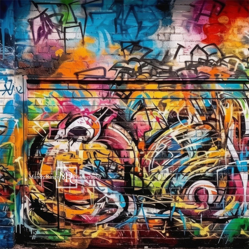 Kate Colorful Urban Graffiti Wall Backdrop Designed by Mandy Ringe Photography