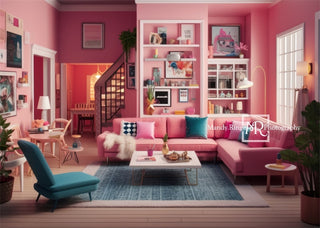 Kate Dollhouse Living Room Doll Fantasy Printed Backdrop Designed by Mandy Ringe Photography