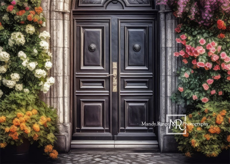 Kate Door with Colorful Flower Arch Backdrop Designed by Mandy Ringe Photography