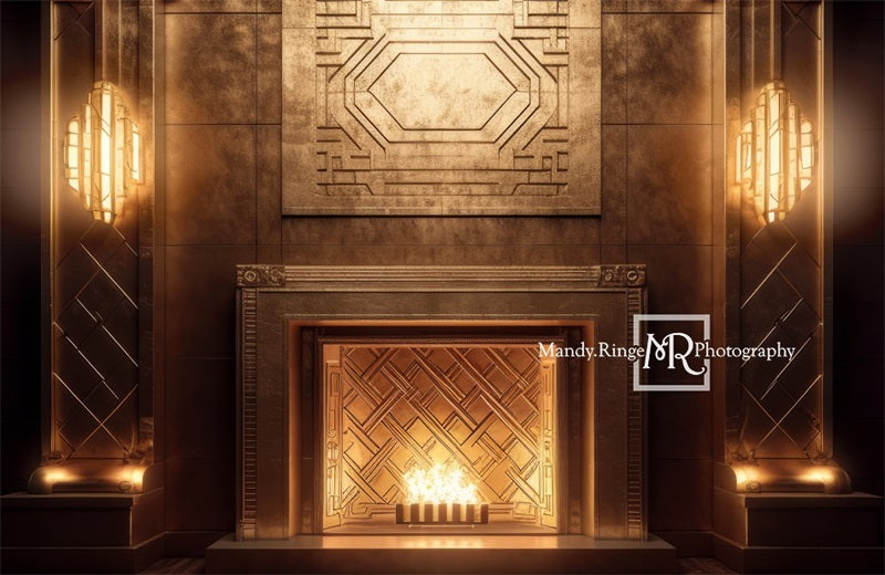 Kate Elegant Art Deco Fireplace Backdrop Designed by Mandy Ringe Photography