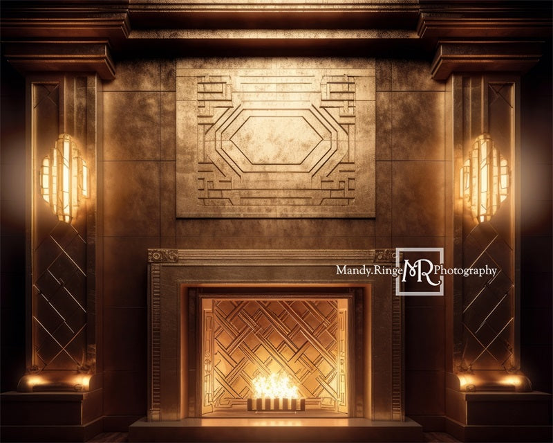 Kate Elegant Art Deco Fireplace Backdrop Designed by Mandy Ringe Photography