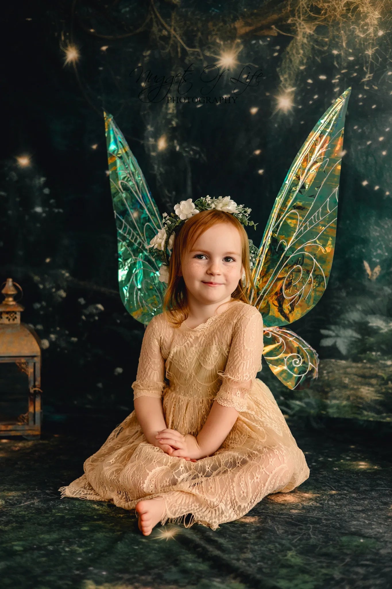 Kate Enchanted Fairy Forest Floor at Night Lights Backdrop Designed by Mandy Ringe Photography