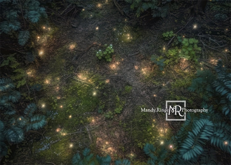 Kate Enchanted Fairy Forest Floor at Night Lights Backdrop Designed by Mandy Ringe Photography
