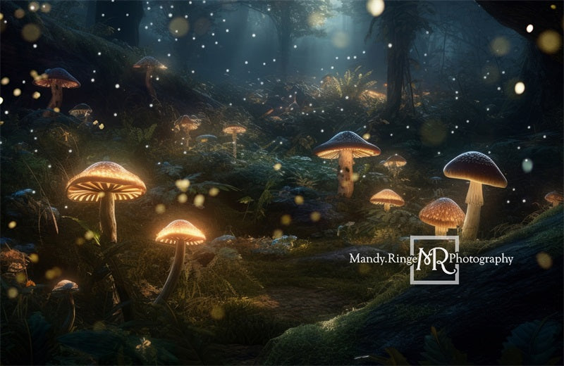 Kate Enchanted Mushroom Forest at Night Backdrop Designed by Mandy Ringe Photography