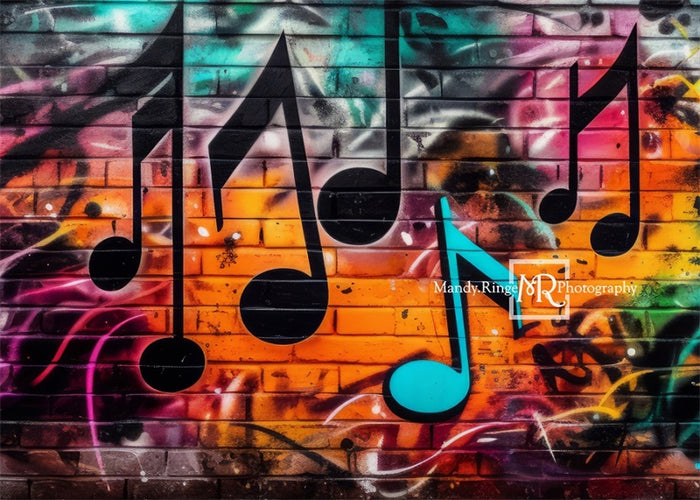 Notes Graphity Vibrant Urban Music Notes Graffiti Backdrop