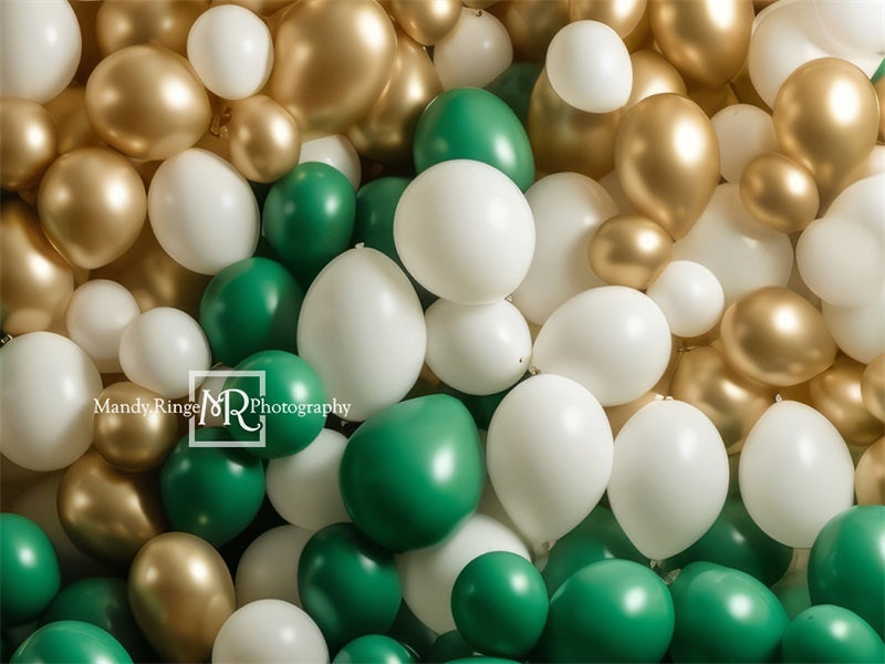 Kate Green Gold White Balloon Wall Backdrop Designed by Mandy Ringe Photography