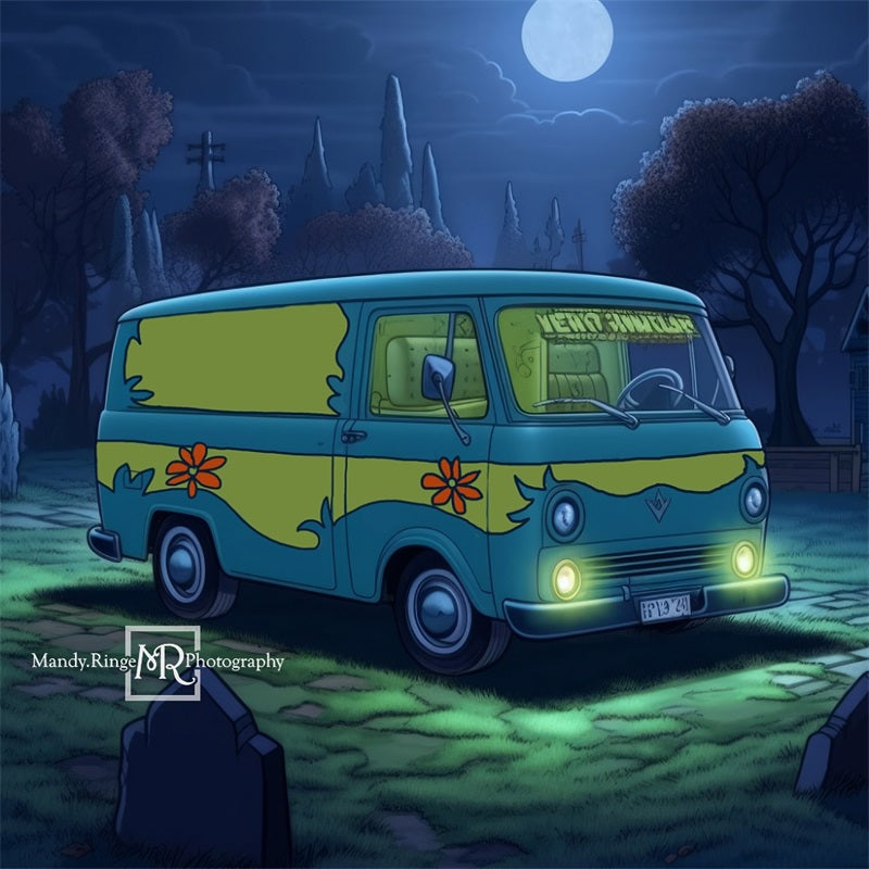 Kate Mystery in the Graveyard Car Backdrop Designed by Mandy Ringe Photography