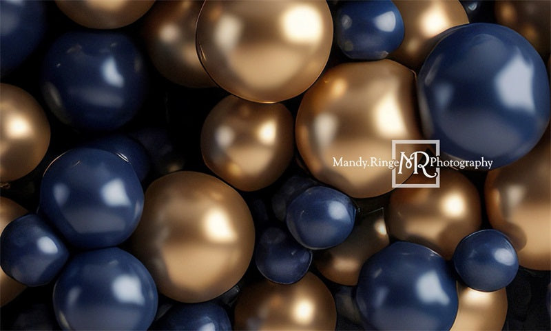 Kate Navy and Gold Balloon Wall Backdrop Designed by Mandy Ringe Photography