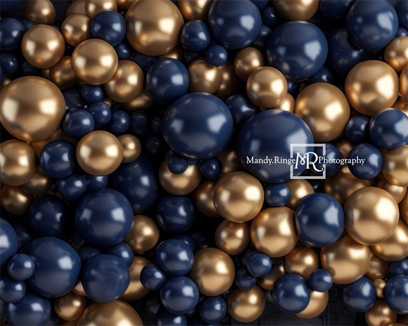 Kate Navy and Gold Balloon Wall Backdrop Designed by Mandy Ringe Photography