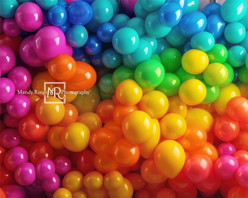 Kate Neon Rainbow Balloon Wall Backdrop Designed by Mandy Ringe Photography