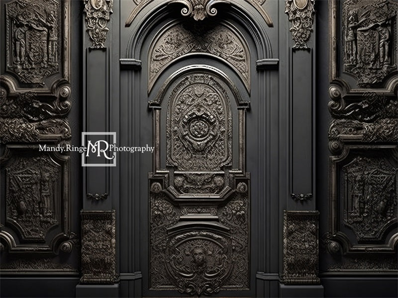 Kate Ornate Black Wall with Door Backdrop Designed by Mandy Ringe Photography