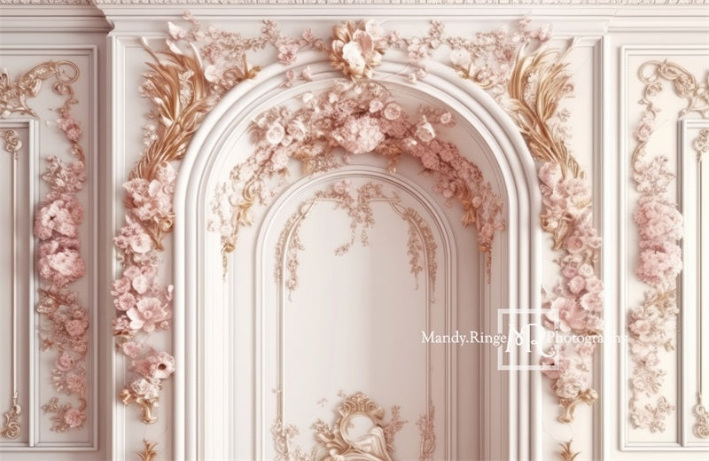 Kate Ornate Pink and White Princess Wall Backdrop Designed by Mandy Ringe Photography