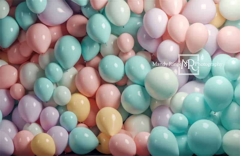 Kate Pastel Rainbow Balloon Wall Backdrop Designed by Mandy Ringe Photography
