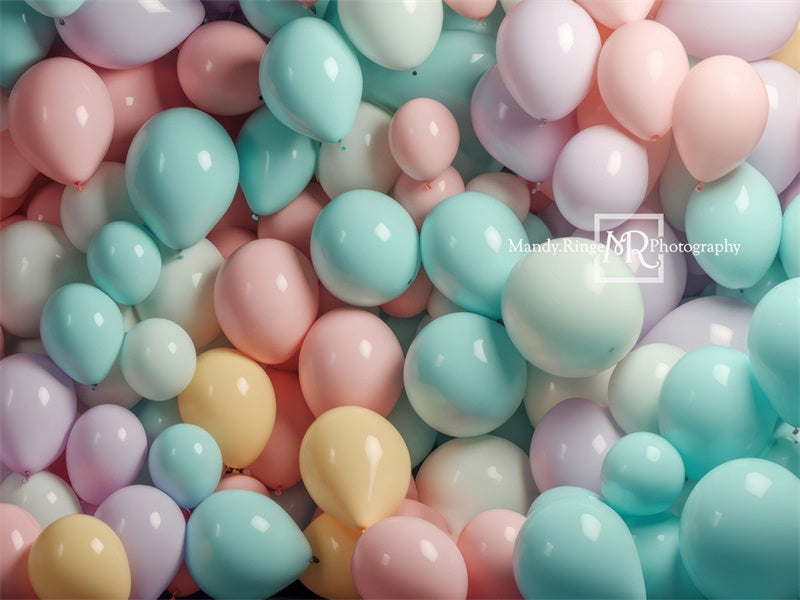 Kate Pastel Rainbow Balloon Wall Backdrop Designed by Mandy Ringe Photography