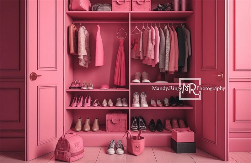Kate Pink Doll Accessory Closet Backdrop Designed by Mandy Ringe Photography
