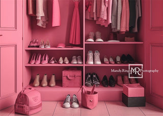 Kate Pink Doll Accessory Closet Printed Backdrop Designed by Mandy Ringe Photography