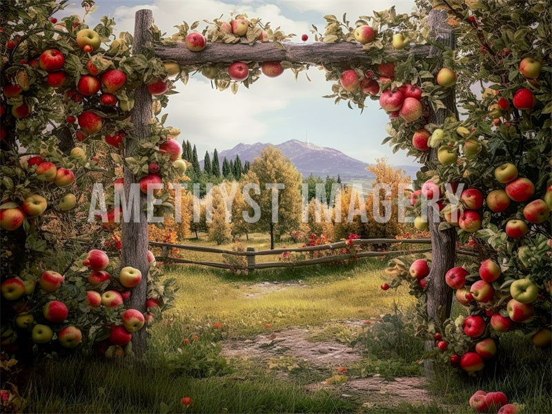 Kate Summer/Autumn Apple Arch Farm Backdrop Designed by Angela Miller