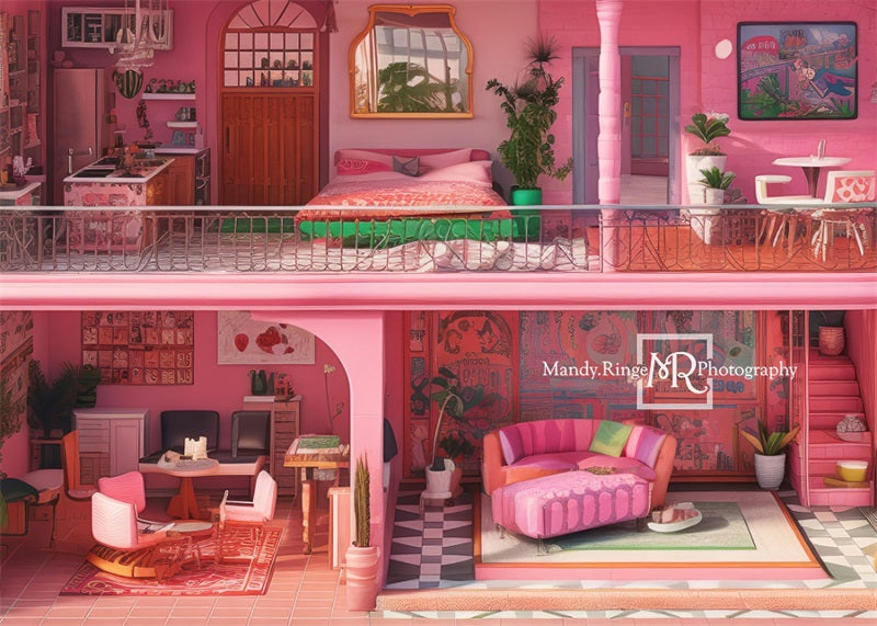 Kate Pink Malibu Fantasy Dollhouse Backdrop Designed by Mandy Ringe Photography