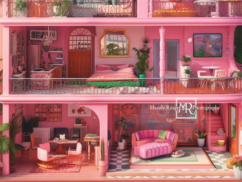 Kate Pink Malibu Fantasy Dollhouse Backdrop Designed by Mandy Ringe Photography