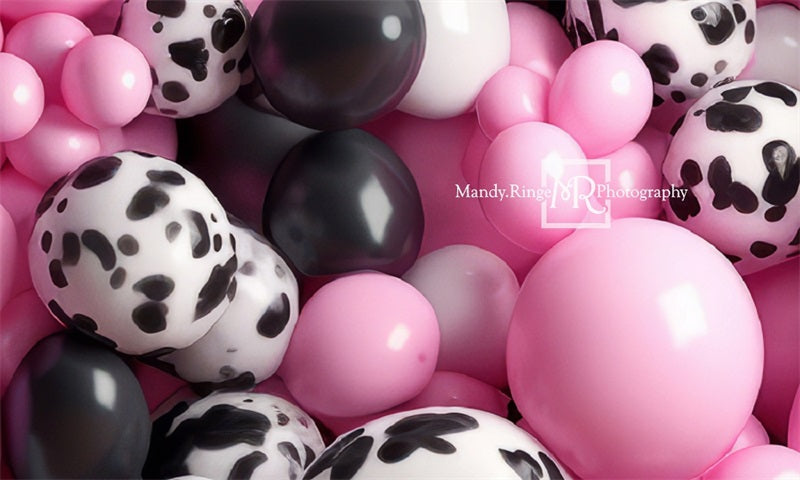 Kate Pink Black Cowprint Balloon Wall Backdrop Designed by Mandy Ringe Photography