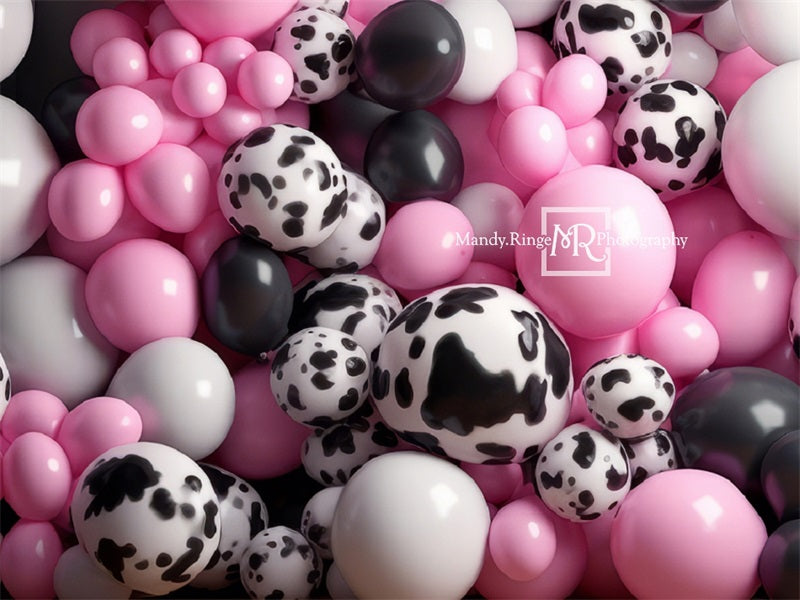 Kate Pink Black Cowprint Balloon Wall Backdrop Designed by Mandy Ringe Photography