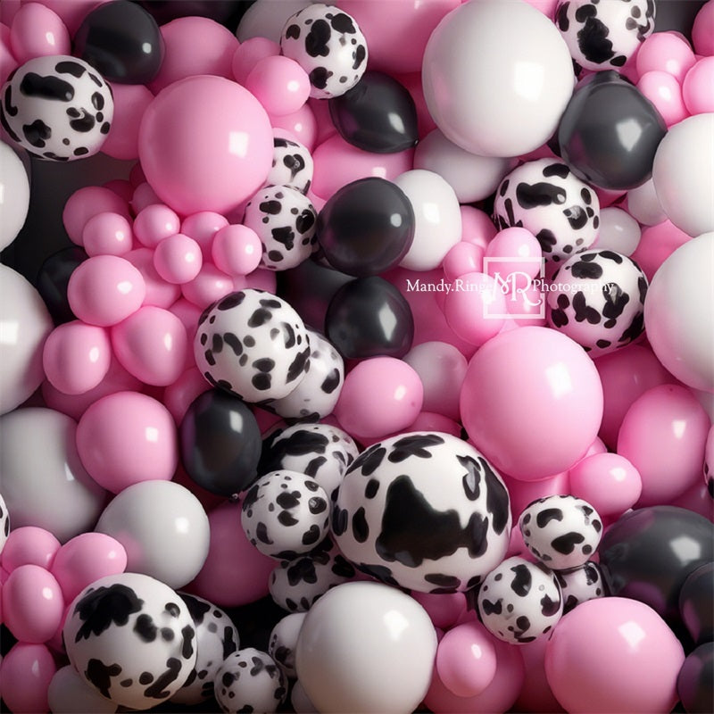 Kate Pink Black Cowprint Balloon Wall Backdrop Designed by Mandy Ringe Photography