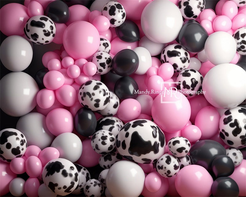 Kate Pink Black Cowprint Balloon Wall Backdrop Designed by Mandy Ringe Photography