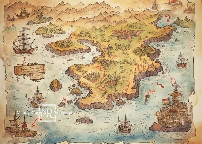 Kate Pirate Treasure Map Backdrop Designed by Mandy Ringe Photography