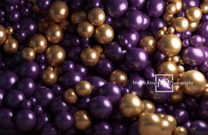 Kate Purple and Gold Balloon Wall Backdrop Designed by Mandy Ringe Photography