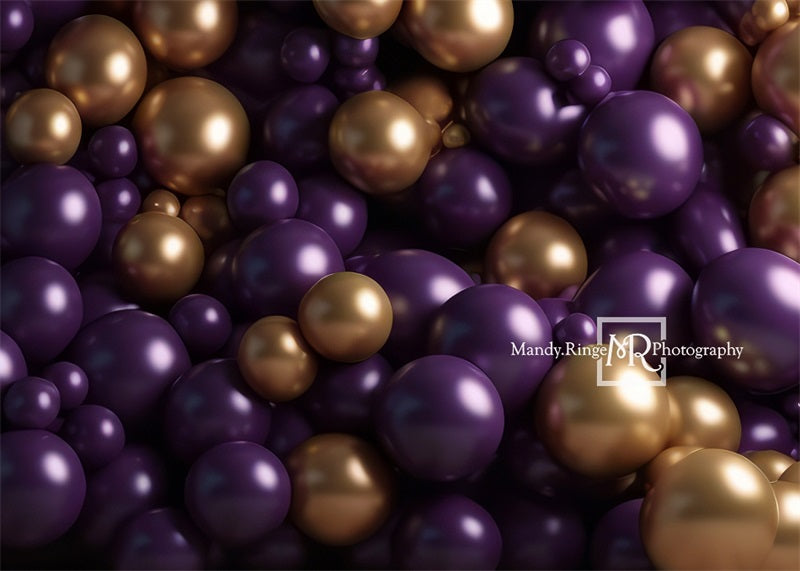 Kate Purple and Gold Balloon Wall Backdrop Designed by Mandy Ringe Photography