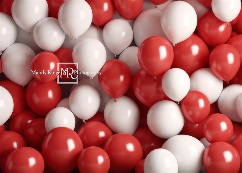 Kate Red and White Balloon Wall Backdrop Designed by Mandy Ringe Photography