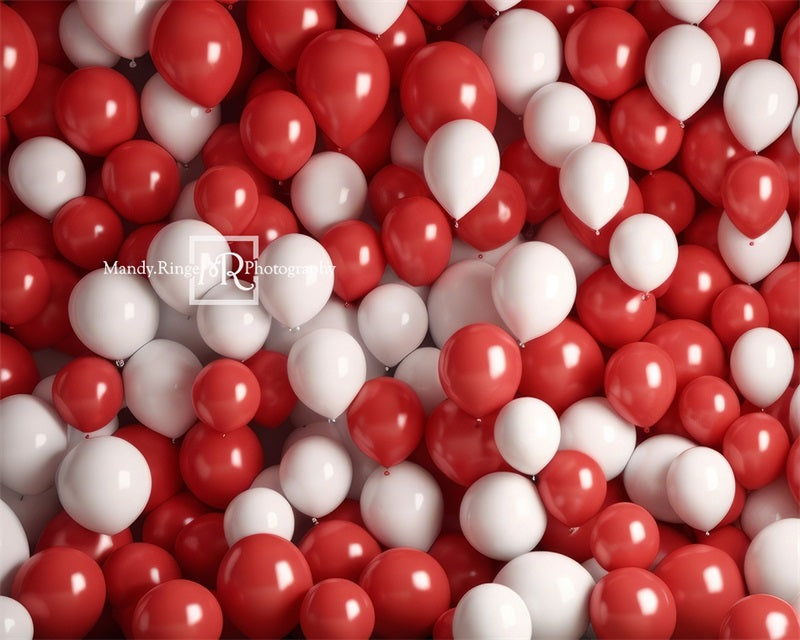 Kate Red and White Balloon Wall Backdrop Designed by Mandy Ringe Photography