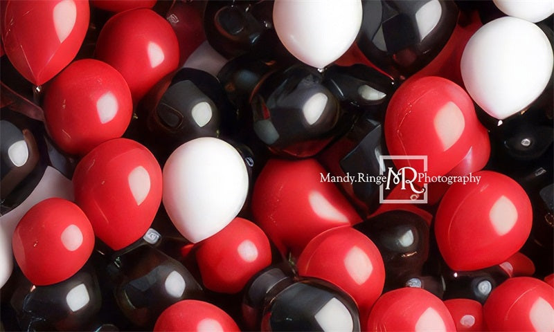 Kate Red Black White Balloon Wall Backdrop Designed by Mandy Ringe Photography