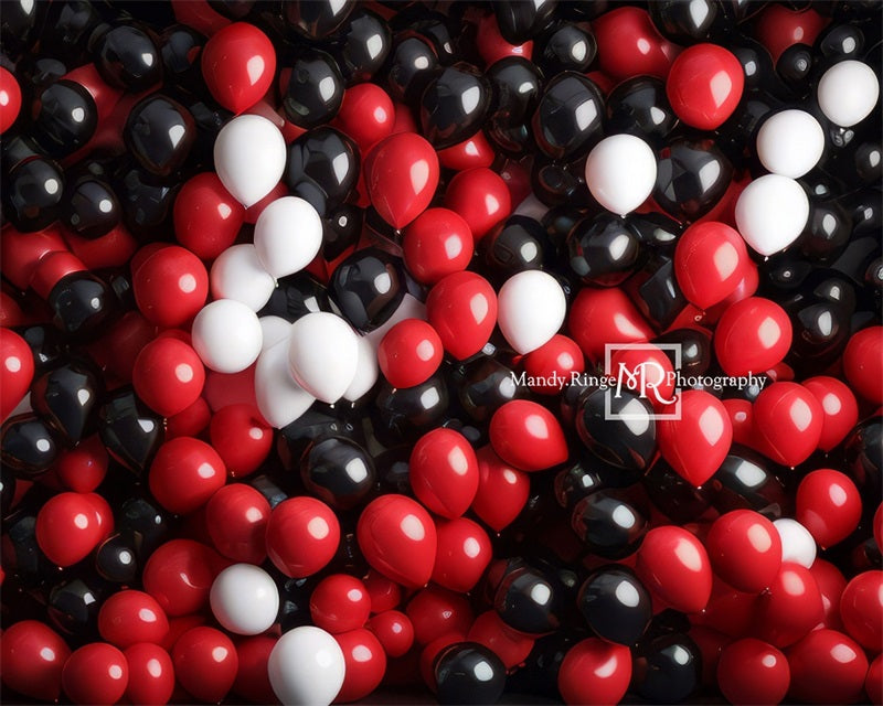 Kate Red Black White Balloon Wall Backdrop Designed by Mandy Ringe Photography