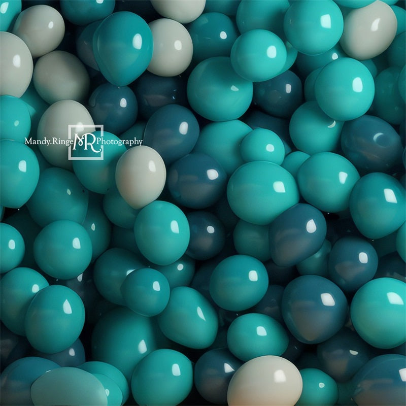 Kate Shades of Teal Balloon Wall Backdrop Designed by Mandy Ringe Photography