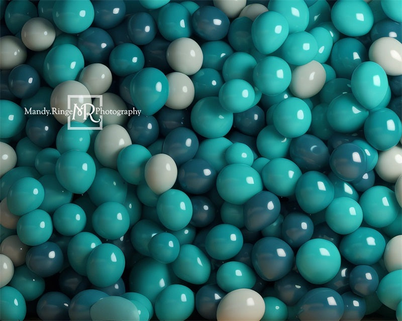 Kate Shades of Teal Balloon Wall Backdrop Designed by Mandy Ringe Photography